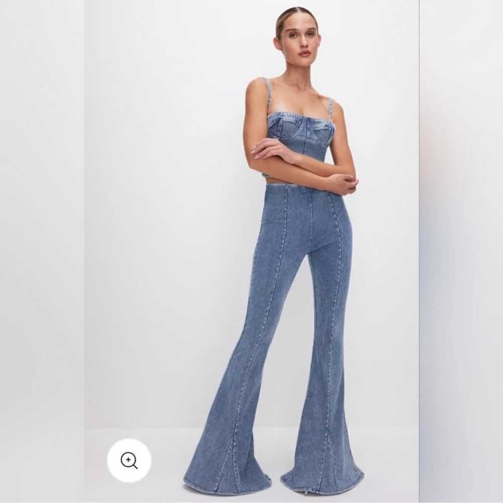 Good American Blue High-Rise Flare Jeans